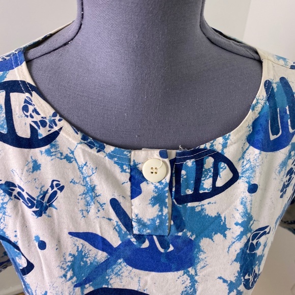 l'eau vive blue vintage shirt with button detail - Picture 3 of 5